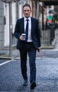 22 February 2024; Member of the Public Accounts Commitee, Alan Dillon TD, arrives at Dáil Éireann in Dublin ahead of an appearance in front of the Public Accounts Committee by the executive of the Football Association of Ireland. Photo by Seb Daly/Sportsfile