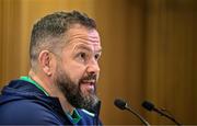 22 February 2024; Head coach Andy Farrell during an Ireland Rugby media conference at the Aviva Stadium in Dublin. Photo by Seb Daly/Sportsfile