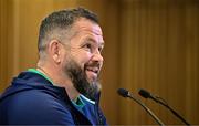 22 February 2024; Head coach Andy Farrell during an Ireland Rugby media conference at the Aviva Stadium in Dublin. Photo by Seb Daly/Sportsfile