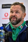 22 February 2024; Head coach Andy Farrell during an Ireland Rugby media conference at the Aviva Stadium in Dublin. Photo by Seb Daly/Sportsfile