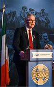 24 February 2024; Uachtarán Chumann Lúthchleas Gael Jarlath Burns during the GAA Congress at Canal Court Hotel in Newry, Down. Photo by Piaras Ó Mídheach/Sportsfile