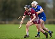 24 February 2024; Siobhán McGrath of Galway is tackled by Mairéad Eviston of Tipperary during the Very Camogie League Division 1 match between Tipperary and Galway at The Ragg GAA Grounds in Tipperary. Photo by Tom Beary/Sportsfile