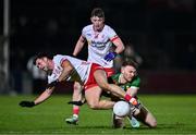 24 February 2024; Darren McHale of Mayo in action against Darren McCurry, right, and Ben Cullen of Tyrone during the Allianz Football League Division 1 match between Tyrone and Mayo at O'Neills Healy Park in Omagh, Tyrone. Photo by Ben McShane/Sportsfile