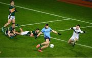 24 February 2024; Con O'Callaghan of Dublin shoots past Kerry goalkeeper Shane Ryan to score a goal, in the 5th minute, during the Allianz Football League Division 1 match between Dublin and Kerry at Croke Park in Dublin. Photo by Ray McManus/Sportsfile