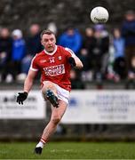 25 February 2024; Brian Hurley of Cork kicks a free during the Allianz Football League Division 2 match between Fermanagh and Cork at St Joseph’s Park in Ederney, Fermanagh. Photo by Ben McShane/Sportsfile