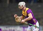 25 February 2024; Cathal Dunbar of Wexford celebrates scoring a point during the Allianz Hurling League Division 1 Group A match between Wexford and Clare at Chadwicks Wexford Park in Wexford. Photo by Seb Daly/Sportsfile