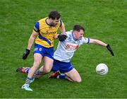 25 February 2024; Ryan Wylie of Monaghan in action against James Fitzpatrick of Roscommon during the Allianz Football League Division 1 match between Roscommon and Monaghan at Dr Hyde Park in Roscommon. Photo by Daire Brennan/Sportsfile