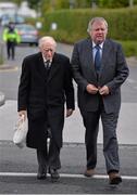 8 September 2013; Former Taoiseach Liam Cosgrave and his son Liam T. Cosgrave arrive ahead of the GAA Hurling All-Ireland Championship Finals, Croke Park, Dublin. Picture credit: Stephen McCarthy / SPORTSFILE