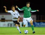 9 September 2013; Connor Smith, Republic of Ireland, in action against Moritz Leitner, Germany. UEFA U21 Championships Qualifying Round, Group 6, Republic of Ireland v Germany, The Showgrounds, Sligo. Photo by Sportsfile