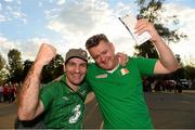 10 September 2013; Republic of Ireland supporters Emmet Mailey, from Derry, right, and Glen Walsh, from Straffan, Co. Kildare, ahead of the game. 2014 FIFA World Cup Qualifier, Group C, Austria v Republic of Ireland, Ernst Happel Stadion, Vienna, Austria. Picture credit: David Maher / SPORTSFILE