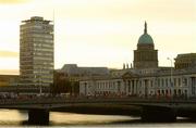 10 September 2013; A general view of competitors making their way over the Talbot Memorial Bridge during the Grant Thornton 5k Corporate Team Challenge 2013. Dublin Docklands, Dublin. Photo by Sportsfile