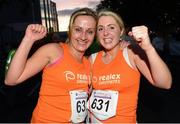 10 September 2013; Tracey Glynn, left, and Louise Lydon, Realex Payments, after competing in the Grant Thornton 5k Corporate Team Challenge 2013. Dublin Docklands, Dublin. Photo by Sportsfile