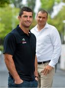 11 September 2013; IRUPA, the Irish Rugby Union Players’ Association, has appointed Rob Kearney as the Chairman of the professional rugby players’ association. Kearney takes over the role from former Leinster team-mate Jonathon Sexton in a move that will see him build on his already significant influence in the association and amongst his playing peers. The announcement comes as IRUPA members embark on a new season facing challenges both on and off the field of play. He is pictured here with Omar Hassanein, CEO of IRUPA. IRUPA Headquarters, Clonskeagh, Dublin. Picture credit: Brendan Moran / SPORTSFILE