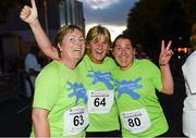 10 September 2013; Pauline Malone, left, from Castleknock, Co. Dublin, Francis McCarthy, Wexford, and Vita Jocaitiene, right, from Lithuania, running for Applegreen in the Grant Thornton 5k Corporate Team Challenge 2013. Dublin Docklands, Dublin. Photo by Sportsfile