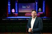 28 February 2024; David Jennings of Racing Post during the BoyleSports Cheltenham Preview Night in aid of SVP at the Bardic Theatre in Donaghmore, Tyrone. Photo by Ramsey Cardy/Sportsfile