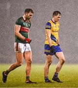 2 March 2024; Aidan O'Shea of Mayo and Brian Stack of Roscommon during the Allianz Football League Division 1 match between Mayo and Roscommon at Hastings Insurance MacHale Park in Castlebar, Mayo. Photo by Piaras Ó Mídheach/Sportsfile