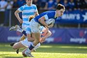 5 March 2024; Jack Halpin of St Mary’s College is tackled by Derry Moloney of Blackrock College during the Bank of Ireland Leinster Schools Senior Cup semi-final match between Blackrock College and St Mary's College at Energia Park in Dublin. Photo by Daire Brennan/Sportsfile