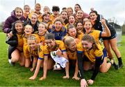 7 March 2024; DCU Dochas Eireann players after their side's victory in the 2024 Ladies HEC Cup final match between DCU Dochas Eireann and Mary Immaculate College at MTU Cork. Photo by Stephen Marken/Sportsfile