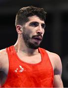 7 March 2024; Ali Habibinezhad of Iran during their Men's 63.5kg Round of 32 bout against Patris Mughalzai of Great Britain during day five at the Paris 2024 Olympic Boxing Qualification Tournament at E-Work Arena in Busto Arsizio, Italy. Photo by Ben McShane/Sportsfile