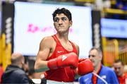 7 March 2024; Emilio Garcia of USA before their Men's 63.5kg Round of 32 bout against Erislandy Alvarez of Cuba during day five at the Paris 2024 Olympic Boxing Qualification Tournament at E-Work Arena in Busto Arsizio, Italy. Photo by Ben McShane/Sportsfile