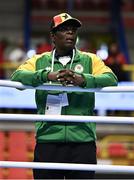 8 March 2024; Ghana coach Afori Asare during day six at the Paris 2024 Olympic Boxing Qualification Tournament at E-Work Arena in Busto Arsizio, Italy. Photo by Ben McShane/Sportsfile