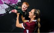 6 March 2024; Julie-Ann Russell and her daughter Rosie, age 8 months, during a Galway United FC squad portrait session at The Galmont Hotel in Galway. Photo by Seb Daly/Sportsfile
