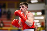 8 March 2024; Jude Gallagher of Ireland during their Men's 57kg Round of 32 bout against Uddin Mohammed Hussam of India during day six at the Paris 2024 Olympic Boxing Qualification Tournament at E-Work Arena in Busto Arsizio, Italy. Photo by Ben McShane/Sportsfile