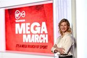 11 March 2024; Former jockey Nina Carberry is pictured as Virgin Media Television celebrated its ‘Mega March’ of live sport, with Guinness Six Nations, Republic of Ireland international friendlies, Cheltenham Festival and much more. Photo by Ramsey Cardy/Sportsfile
