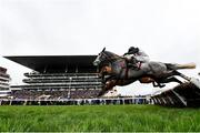12 March 2024; Irish Point, with Jack Kennedy up, jump the last, on their way to finishing second in the Unibet Champion Hurdle Challenge Trophy on day one of the Cheltenham Racing Festival at Prestbury Park in Cheltenham, England. Photo by Harry Murphy/Sportsfile