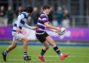 12 March 2024; Tommy Smyth of Terenure College in action against Cillian Hainbach of Blackrock College during the Bank of Ireland Schools Junior Cup semi-final match between Blackrock College and Terenure College at Energia Park in Dublin. Photo by Sam Barnes/Sportsfile