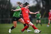 16 March 2024; Roma McLaughlin of Shelbourne in action against Erin McLaughlin of Peamount United during the SSE Airtricity Women's Premier Division match between Peamount United and Shelbourne at PRL Park in Greenogue, Dublin. Photo by Ben McShane/Sportsfile