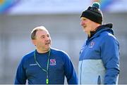 19 March 2024; Interim head coach Richie Murphy, left, and assistant coach Dan Soper during Ulster Rugby squad training at the Kingspan Stadium in Belfast. Photo by Ramsey Cardy/Sportsfile