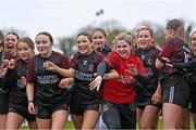 18 March 2024; St Attracta's Community School players celebrate after their side's victory in the 2024 Lidl LGFA All-Ireland Post-Primary Schools Senior B Championship final match between St Attracta’s Community School of Tubbercurry, Sligo, and Ursuline Secondary School of Thurles, Tipperary, at St Aidan’s GAA club in Ballyforan, Roscommon. Photo by Piaras Ó Mídheach/Sportsfile