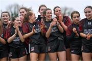 18 March 2024; St Attracta's Community School players celebrate after their side's victory in the 2024 Lidl LGFA All-Ireland Post-Primary Schools Senior B Championship final match between St Attracta’s Community School of Tubbercurry, Sligo, and Ursuline Secondary School of Thurles, Tipperary, at St Aidan’s GAA club in Ballyforan, Roscommon. Photo by Piaras Ó Mídheach/Sportsfile