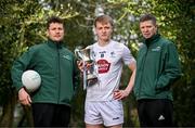 20 March 2024; In attendance at the launch of the 2024 EirGrid GAA Football U20 All-Ireland Championship are Kerry U20 manager Tomás Ó Sé, right, newly appointed Dublin U20 manager Ciaran Farrelly, left, and Kildare U20 captain Niall Dolan. EirGrid, the operator of Ireland’s electricity grid, is leading the transition to a low carbon energy future. 2024 marks the 10th year of EirGrid’s sponsorship of the competition. Photo by Sam Barnes/Sportsfile