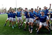 20 March 2024; Eoin Farrell of St Mary’s College celebrates with team-mates after the Bank of Ireland Leinster Schools Junior Cup final match between St Mary's College and Terenure College at Energia Park in Dublin. Photo by Daire Brennan/Sportsfile