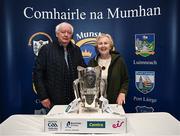 21 March 2024; John and Carmel Dolan of SuperValu Cahir pictured at the launch of the Munster GAA Senior Hurling and Football Championship 2024 at Cahir Castle in Tipperary. Photo by Harry Murphy/Sportsfile