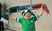 23 March 2024; Republic of Ireland supporter Kayden McGreavey, age 10, from Belfast, before the international friendly match between Republic of Ireland and Belgium at the Aviva Stadium in Dublin. Photo by David Fitzgerald/Sportsfile