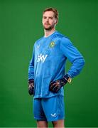 18 March 2024; Goalkeeper Caoimhin Kelleher poses for a portrait during a Republic of Ireland portrait session at Castleknock Hotel in Dublin. Photo by Stephen McCarthy/Sportsfile