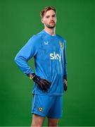 18 March 2024; Goalkeeper Caoimhin Kelleher poses for a portrait during a Republic of Ireland portrait session at Castleknock Hotel in Dublin. Photo by Stephen McCarthy/Sportsfile