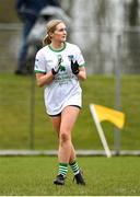 24 March 2024; Iris Kennelly of Limerick celebrates after kicking a point during the Lidl LGFA National League Division 4 semi-final match between Leitrim and Limerick at Pádraig Pearses GAA Club in Roscommon. Photo by Seb Daly/Sportsfile