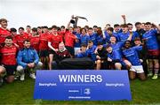 27 March 2024; The North East and North Midlands teams celebrate with the cup after the BearingPoint Shane Horgan Cup Round 5 match between Midlands and North East at Carlow Institute of Technology in Carlow. Photo by Tyler Miller/Sportsfile