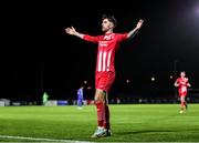 29 March 2024; Ellis Chapman of Sligo Rovers celebrates after scoring his side's first goal during the SSE Airtricity Men's Premier Division match between Waterford and Sligo Rovers at the Regional Sports Centre in Waterford. Photo by Michael P Ryan/Sportsfile