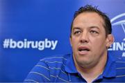 12 September 2013; Leinster forwards coach Jono Gibbes during a press conference ahead of their Celtic League 2013/14 Round 2 match against Ospreys on Saturday. Leinster Rugby Press Conference, UCD, Belfield, Dublin.  Picture credit: Barry Cregg / SPORTSFILE