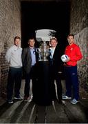 12 September 2013; Shamrock Rovers' Richie Ryan and manager Trevor Croly with St Patrick's Athletic's Ger O'Brien and manager Liam Buckley, right, ahead of their side's FAI Ford Cup’s Quarter Final clash on Friday night. Ford have called on Irish football fans to vote for their Greatest Ever FAI Cup Final at facebook.com/fordireland. All supporters who vote will automatically be entered into a draw for fuel vouchers and a HD 3DTV. Ely Place, Dublin. Picture credit: Stephen McCarthy / SPORTSFILE