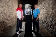 12 September 2013; Shelbourne's Glen Cronin and Dundalk's Stephen O'Donnell ahead of their side's FAI Ford Cup Quarter Final clash against Friday night. Ford have called on Irish football fans to vote for their Greatest Ever FAI Cup Final at facebook.com/fordireland. All supporters who vote will automatically be entered into a draw for fuel vouchers and a HD 3DTV. Ely Place, Dublin. Picture credit: Stephen McCarthy / SPORTSFILE