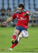 13 September 2013; JJ Hanrahan, Munster, kicks a penalty. Celtic League 2013/14, Round 2, Zebre v Munster, Stadio XXV Aprile, Parma, Italy. Picture credit: Roberto Bregani / SPORTSFILE