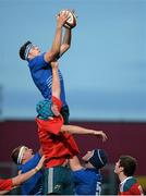 13 September 2013; Josh Murphy, Leinster, wins possession in a lineout against Darragh Moloney, Munster. Under 20 Interprovincial, Munster v Leinster, Thomond Park, Limerick. Picture credit: Diarmuid Greene / SPORTSFILE