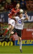 13 September 2013; Chris Shields, Dundalk, in action against Lee Murtagh, Shelbourne. FAI Ford Cup Quarter-Final, Shelbourne v Dundalk, Tolka Park, Dublin. Picture credit: Brian Lawless / SPORTSFILE