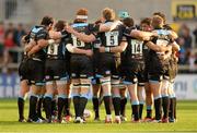 13 September 2013; The Glasgow Warriors pre match team huddle. Celtic League 2013/14, Round 2, Ulster v Glasgow Warriors, Ravenhill Park, Belfast, Co. Antrim. Picture credit: Oliver McVeigh / SPORTSFILE